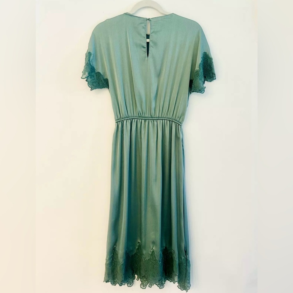 ZARA Women's Green Satin Tunic Dress Size XS - Picture 4 of 8